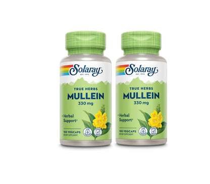 SOLARAY Mullein Leaf 330mg – Respiratory Support, Vegan, 100 Servings (Pack of 2)