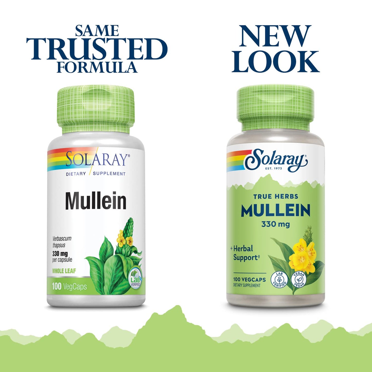 SOLARAY Mullein Leaf 330mg – Respiratory Support, Vegan, 100 Servings (Pack of 2)