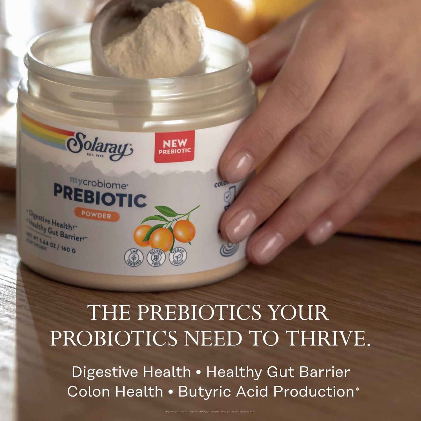 SOLARAY Mycrobiome Prebiotic Powder - Gut Health & Citrus Flavor, 20 Servings
