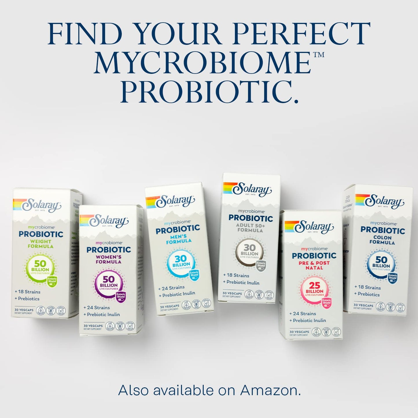SOLARAY Mycrobiome Probiotic Adult 50+ Formula | 30B CFU, 18 Strains, 30 Servings, VegCaps