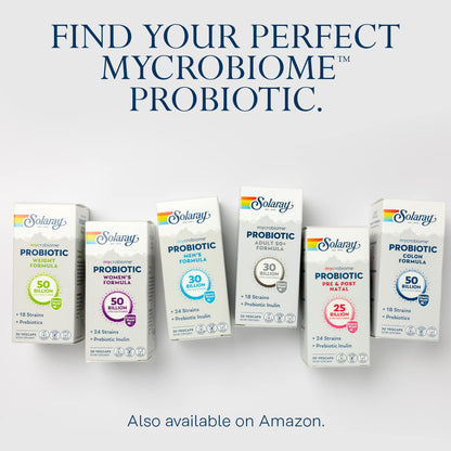 SOLARAY Mycrobiome Probiotic Adult 50+ Formula | 30B CFU, 18 Strains, 30 Servings, VegCaps
