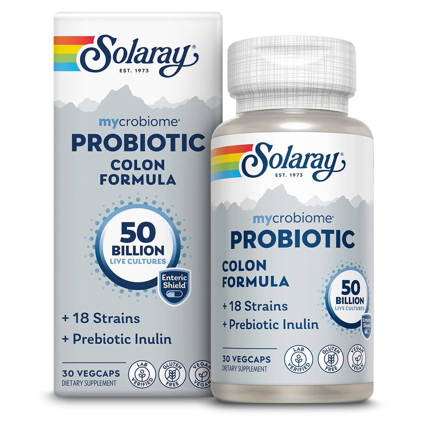 SOLARAY Mycrobiome Probiotic Colon Formula – 50B CFU, 18 Strains, Vegan