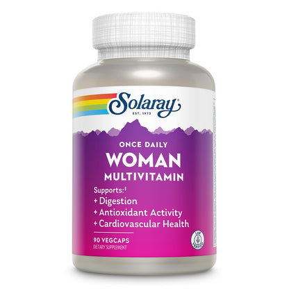 SOLARAY Once Daily Woman Multivitamin with Iron – Vitamin D, B12, Prenatal Support, 90 Serv