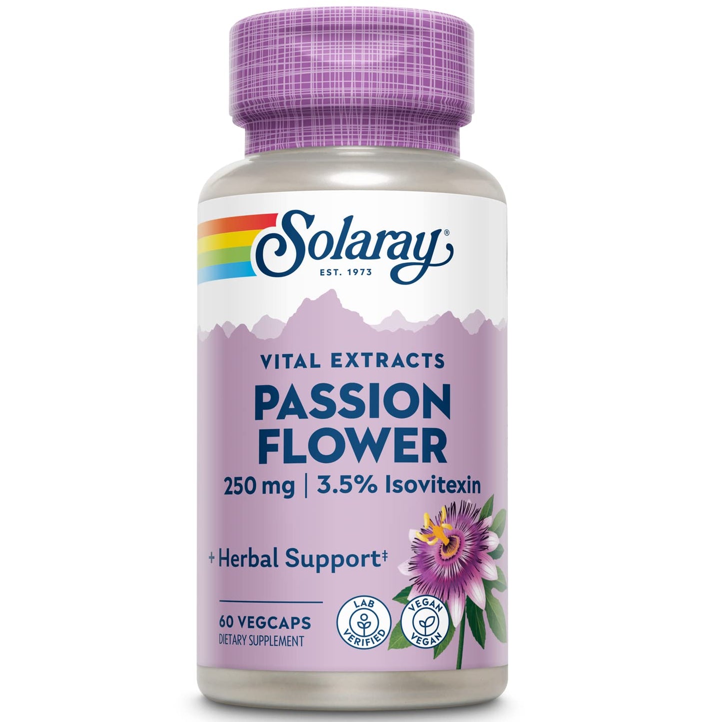 SOLARAY Passion Flower Extract 250 mg | 60 Count | Stress Support