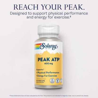 SOLARAY Peak ATP 400 mg – Stim Free Pre Workout, No Caffeine or Gluten