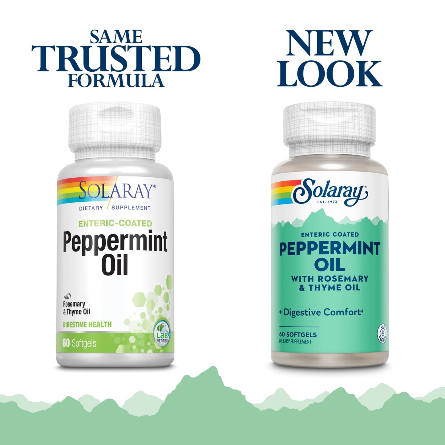 Solaray Peppermint Oil Enteric Coated with Rosemary & Thyme | Digestion Support | 60 Softgels