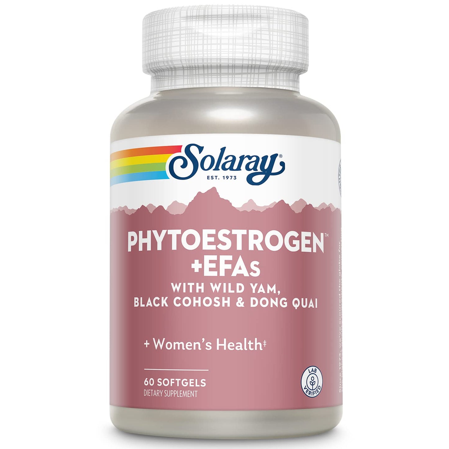 SOLARAY PhytoEstrogen Plus EFAs Menopause Support | Wild Yam, Black Cohosh, Evening Primrose & Borage | 60ct, 30 Serv