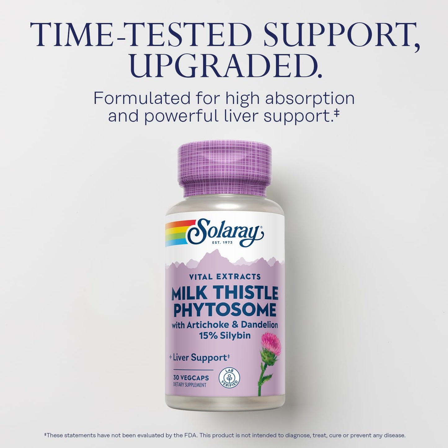 SOLARAY Milk Thistle Phytosome with Artichoke, Dandelion & Ginger – 15% Silybin Liver Support, 60-Day Guarantee | 30 Servings