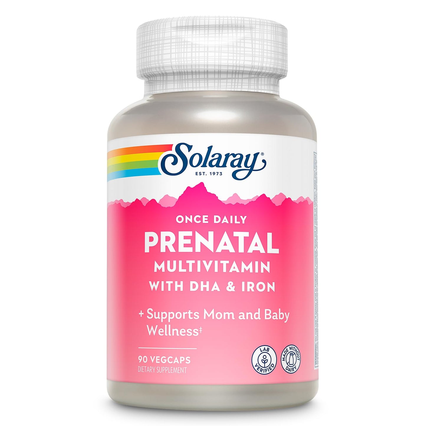 Solaray Once Daily Prenatal Multivitamin with DHA & Iron – 90 VegCaps