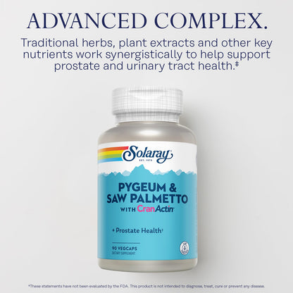 Solaray Pygeum & Saw Palmetto with Cranactin – Prostate Support, 90 Count
