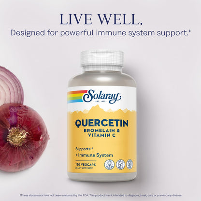 SOLARAY Quercetin with Bromelain & Vitamin C – Immune Support, Heart Health | Vegan, 60 Servings