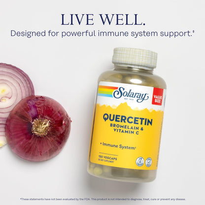 SOLARAY Quercetin Bromelain & Vitamin C – Immune Support, Antioxidant Activity, Vegan, 75 Servings, 60 Day Guarantee