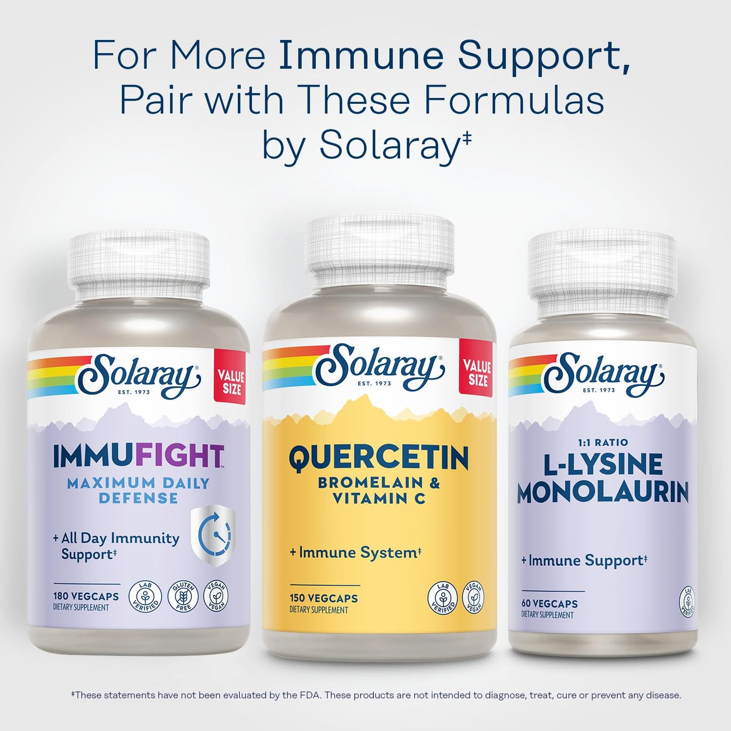 SOLARAY Quercetin Bromelain & Vitamin C – Immune Support, Antioxidant Activity, Vegan, 75 Servings, 60 Day Guarantee