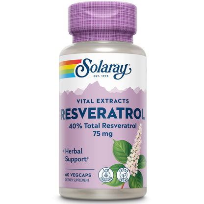 SOLARAY Resveratrol 75 mg Veg Cap - 60 Count | Guaranteed Potency