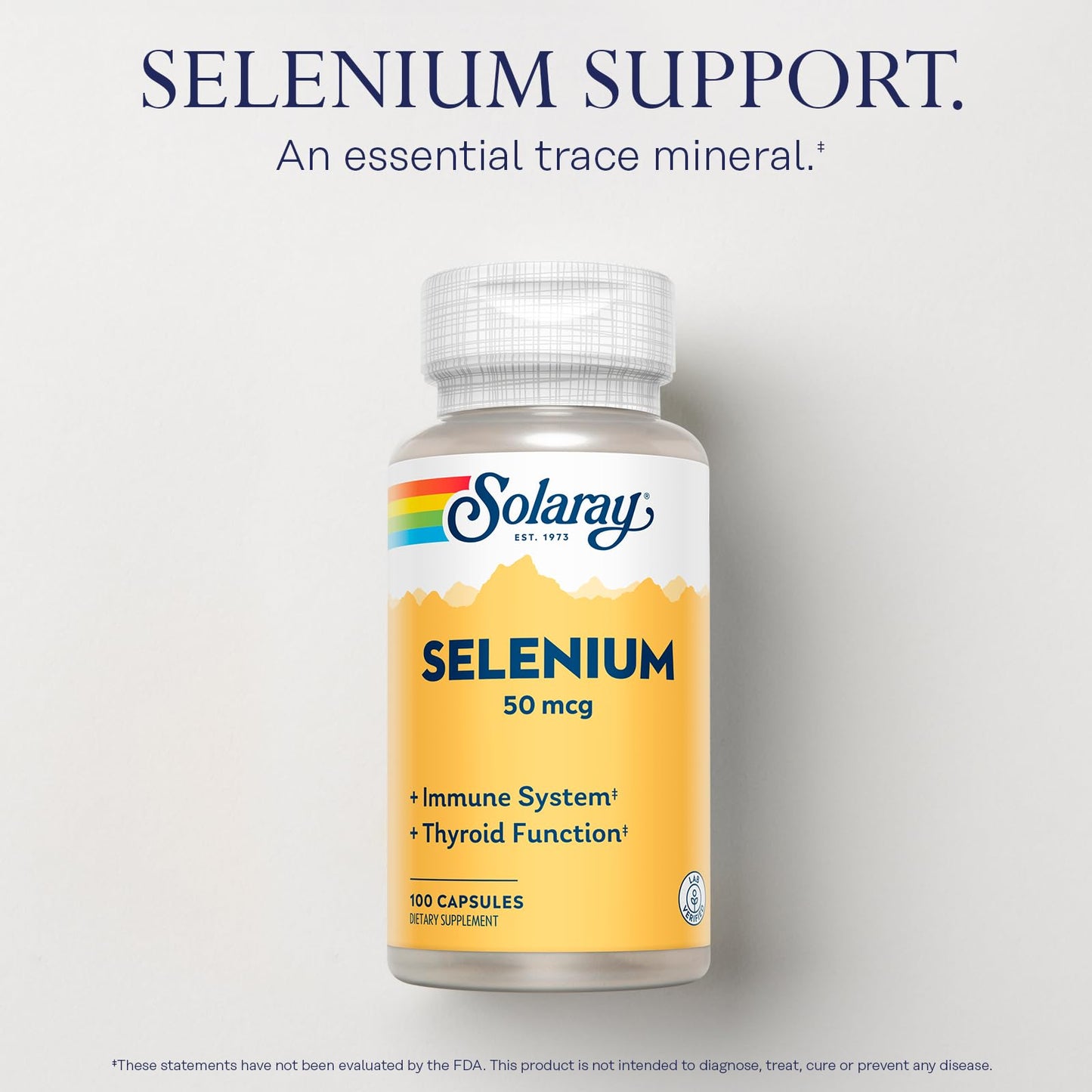 Solaray Selenium 50 mcg, Healthy Immune System, Thyroid Function & Antioxidant Support, 100 Capsules