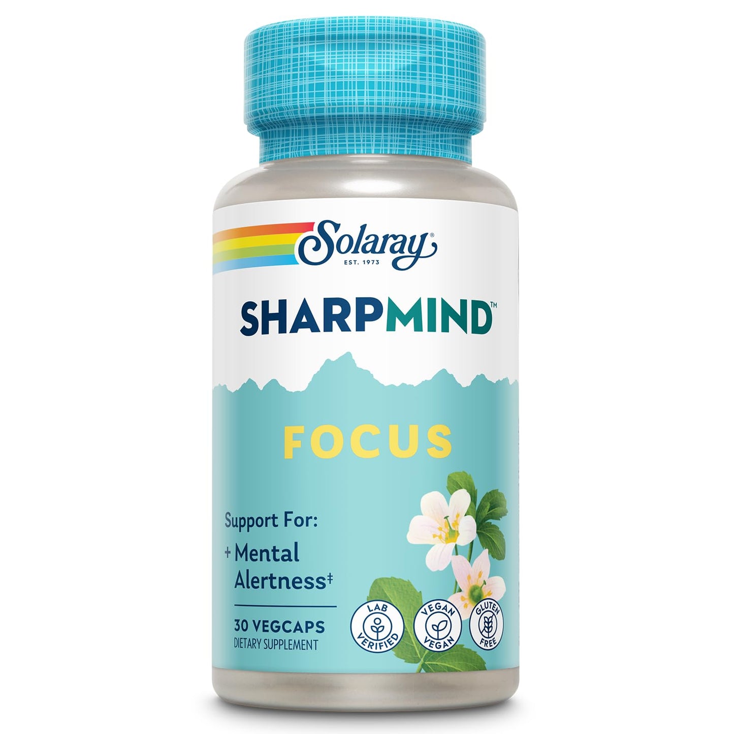 Solaray SharpMind Focus Nootropic – Cognizin Citicoline, Bacopa & Lions Mane | Vegan, 30 Servings, 60-Day Guarantee