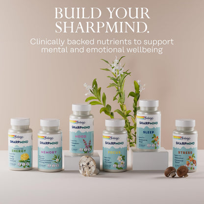 Solaray SharpMind Focus Nootropic – Cognizin Citicoline, Bacopa & Lions Mane | Vegan, 30 Servings, 60-Day Guarantee