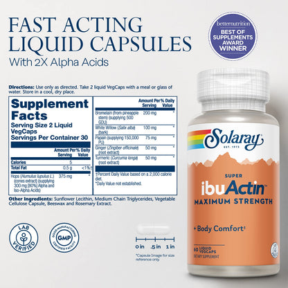 Solaray Super IbuActin 60 Capsules – Maximum Strength Liquid Formula