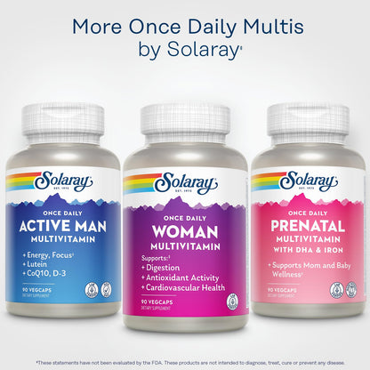 SOLARAY Once Daily Woman Multivitamin with Iron – Vitamin D, B12, Prenatal Support, 90 Serv