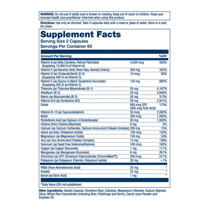 SOLARAY Iron Free Twice Daily Multivitamin | Immune & Energy | 120 CT
