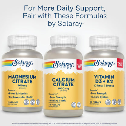 SOLARAY Magnesium Citrate 400mg | Enhanced Absorption, Vegan & Gluten Free