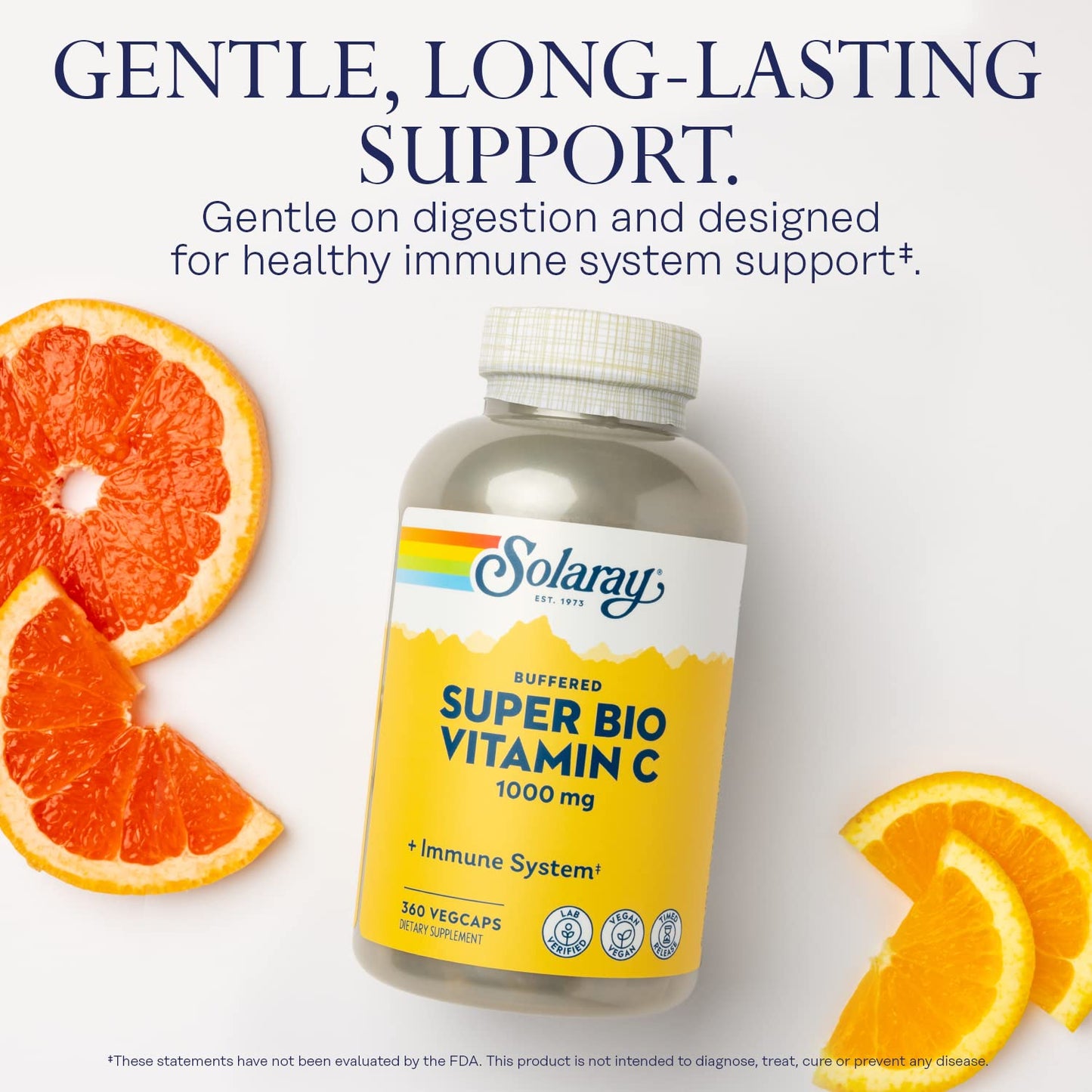 SOLARAY Vitamin C 1000 mg – Buffered, Timed-Release, Bioflavonoids | Vegan Immune Support