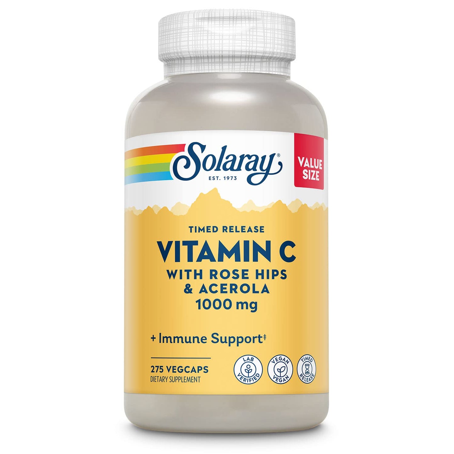 SOLARAY Vitamin C 1000mg Timed Release – Immune Support (Rose Hips & Acerola)