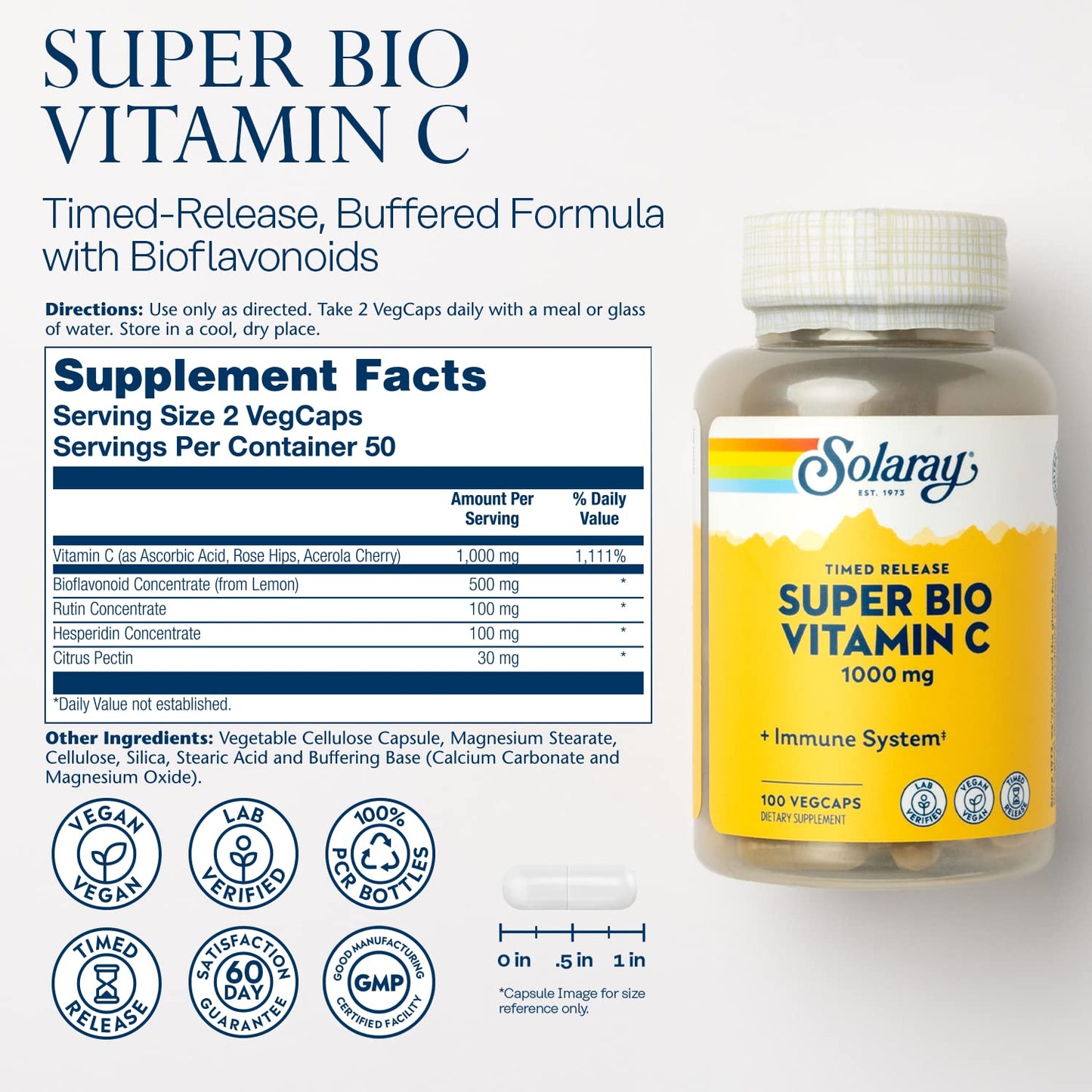 SOLARAY Vitamin C 1000mg - Timed Release with Bioflavonoids
