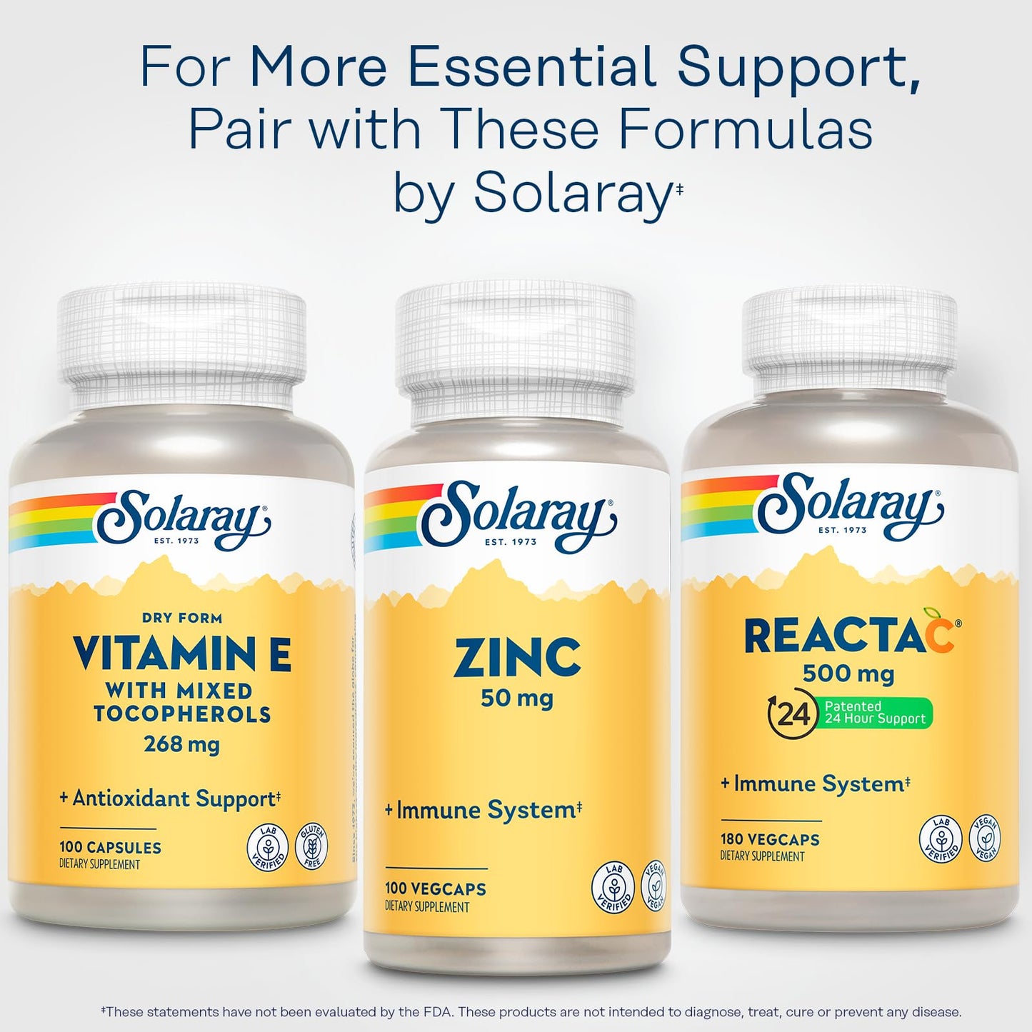 SOLARAY Vitamin E 400 IU Dry Form - Mixed Tocopherols, Antioxidant, 100 Capsules