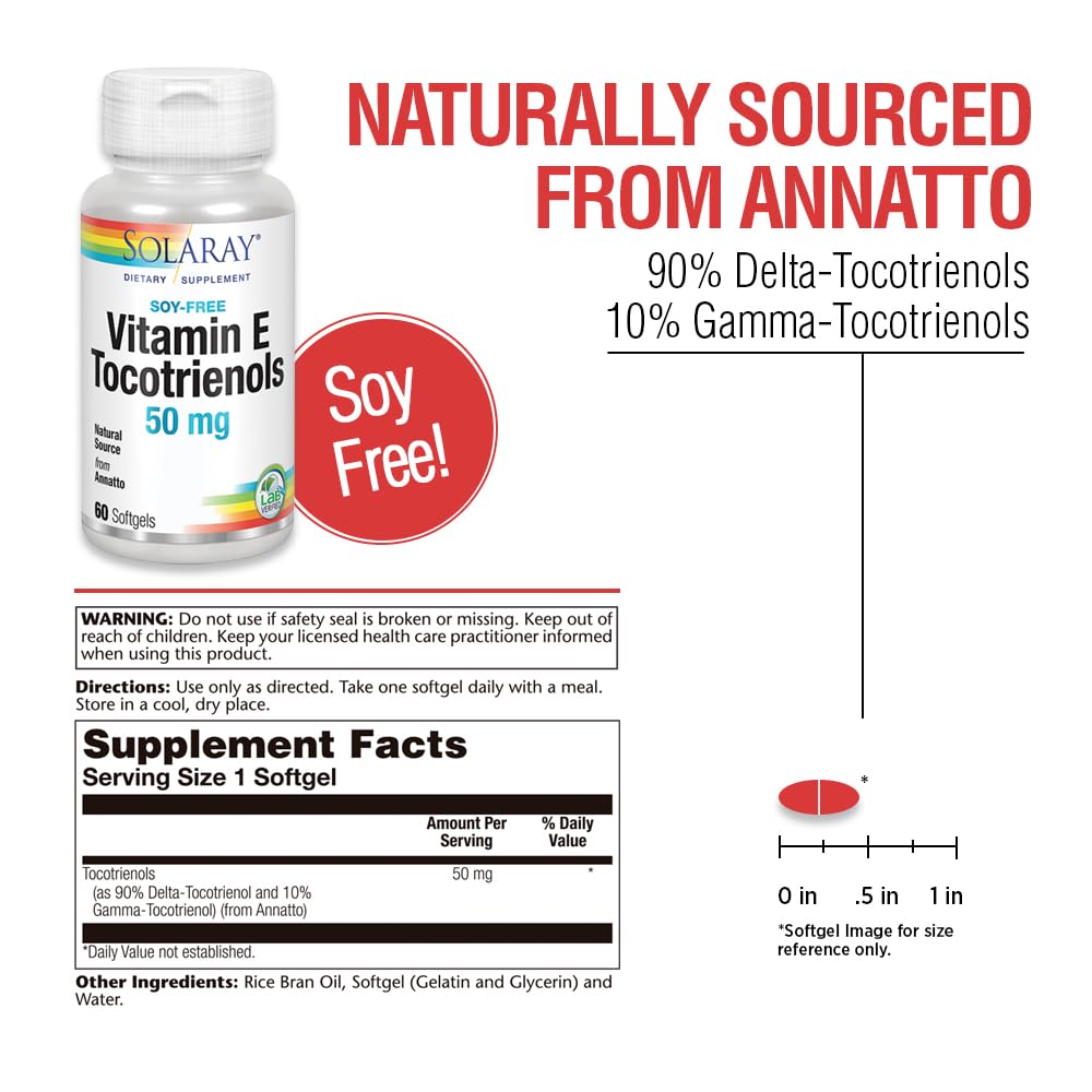 SOLARAY Vitamin E Tocotrienols 50mg 50ct | Brain Health, Soy Free