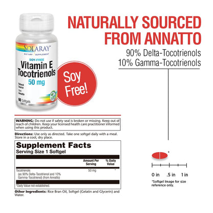 SOLARAY Vitamin E Tocotrienols 50mg 50ct | Brain Health, Soy Free