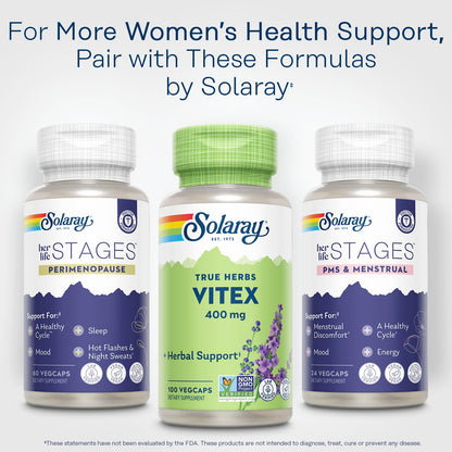 SOLARAY Vitex Berry 400mg | Hormone Balance Support for PMS, Menstruation & Menopause | 100 Count
