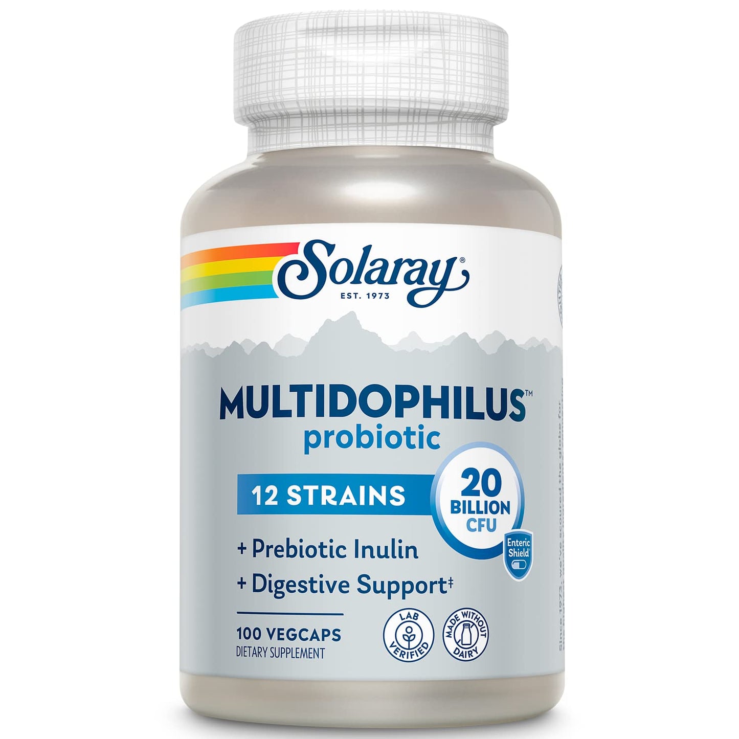 SOLARAY Multidophilus 12 Strain Probiotic – 20 Billion CFU, Digestive Health