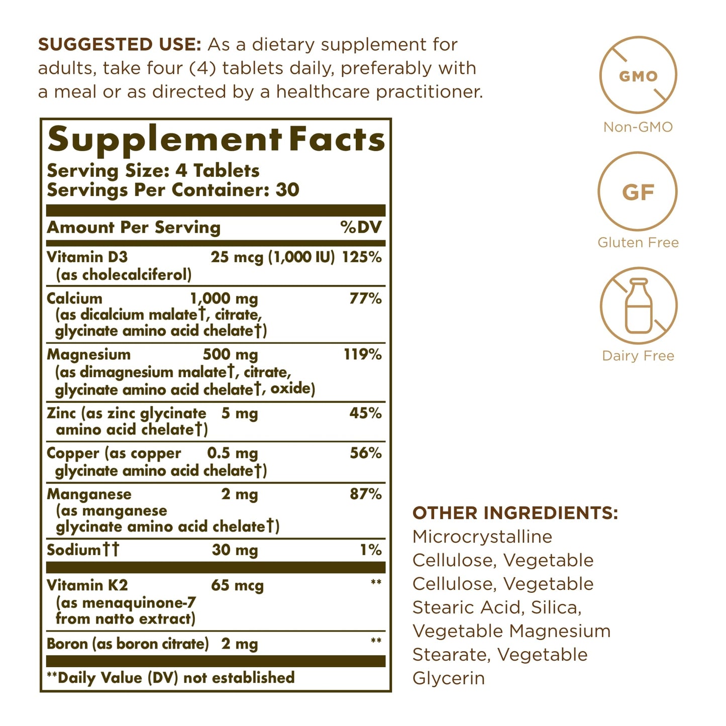 Solgar Advanced Calcium Complex - 120 Tablets (Pack of 2) with Zinc, Boron, Vitamins D3 & K2 | Non-GMO, Gluten Free, Dairy Free - 60 Total Servings