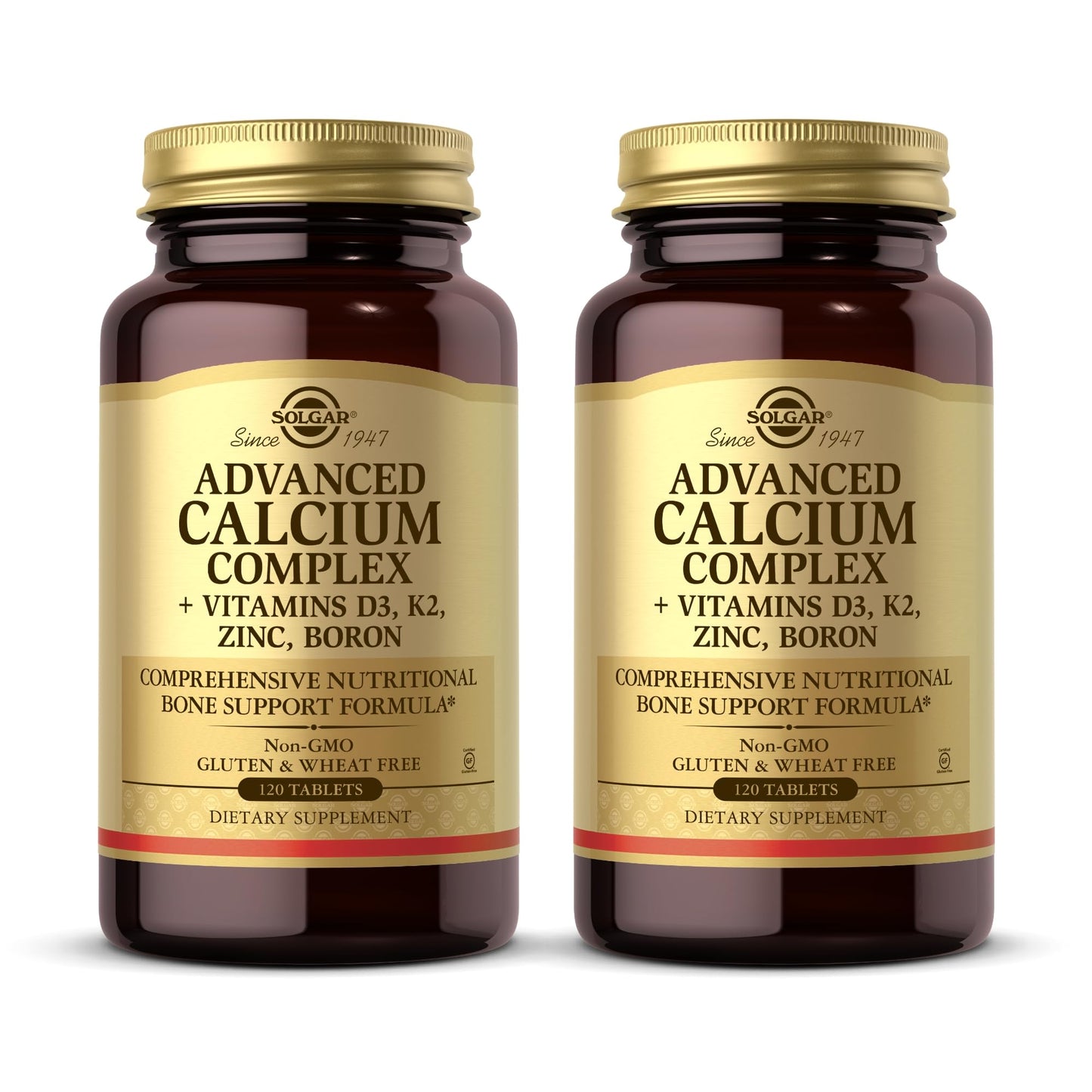 Solgar Advanced Calcium Complex - 120 Tablets (Pack of 2) with Zinc, Boron, Vitamins D3 & K2 | Non-GMO, Gluten Free, Dairy Free - 60 Total Servings