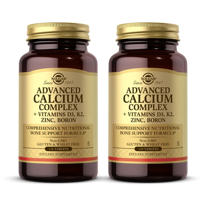 Solgar Advanced Calcium Complex - 120 Tablets (Pack of 2) with Zinc, Boron, Vitamins D3 & K2 | Non-GMO, Gluten Free, Dairy Free - 60 Total Servings