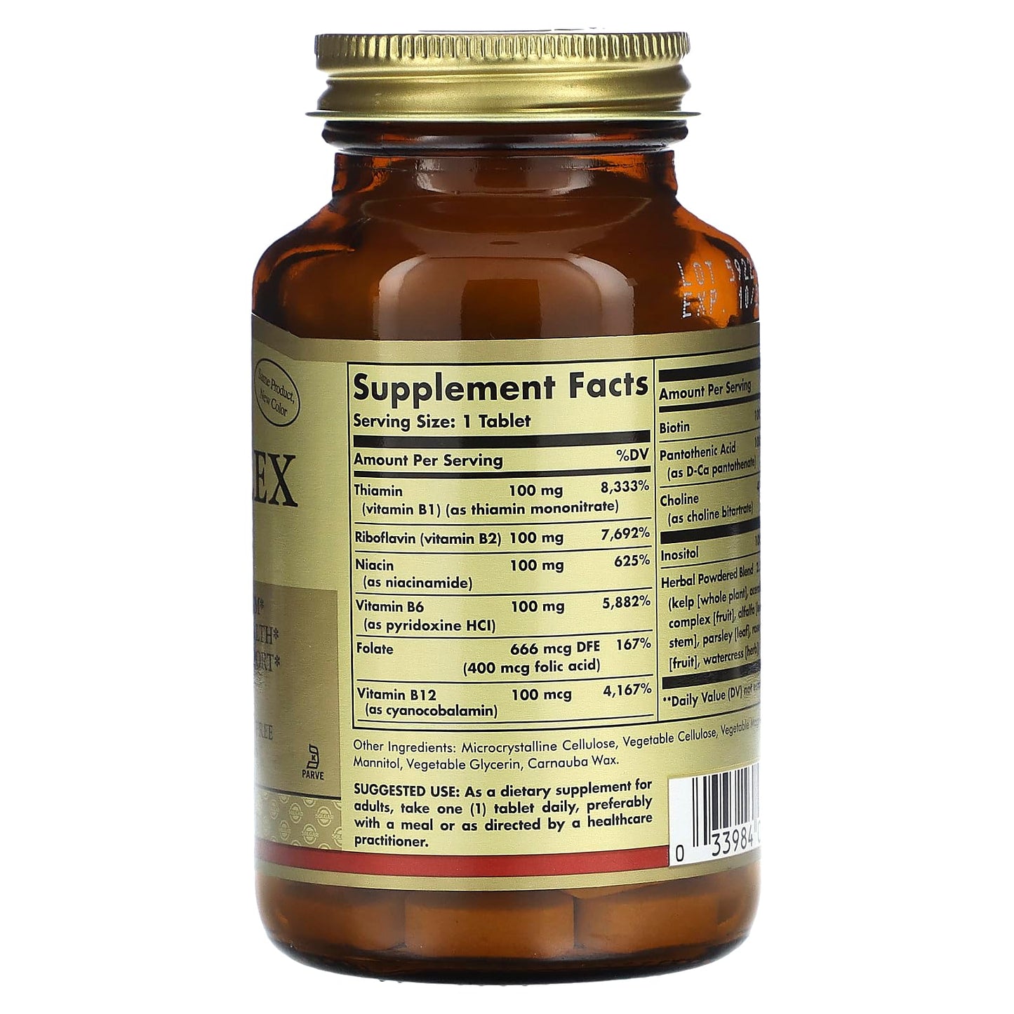 Solgar B-Complex 100 - 100 Tablets | Energy Metabolism, Cardiovascular Health & Nervous System Support - Non-GMO, Vegan, Gluten Free