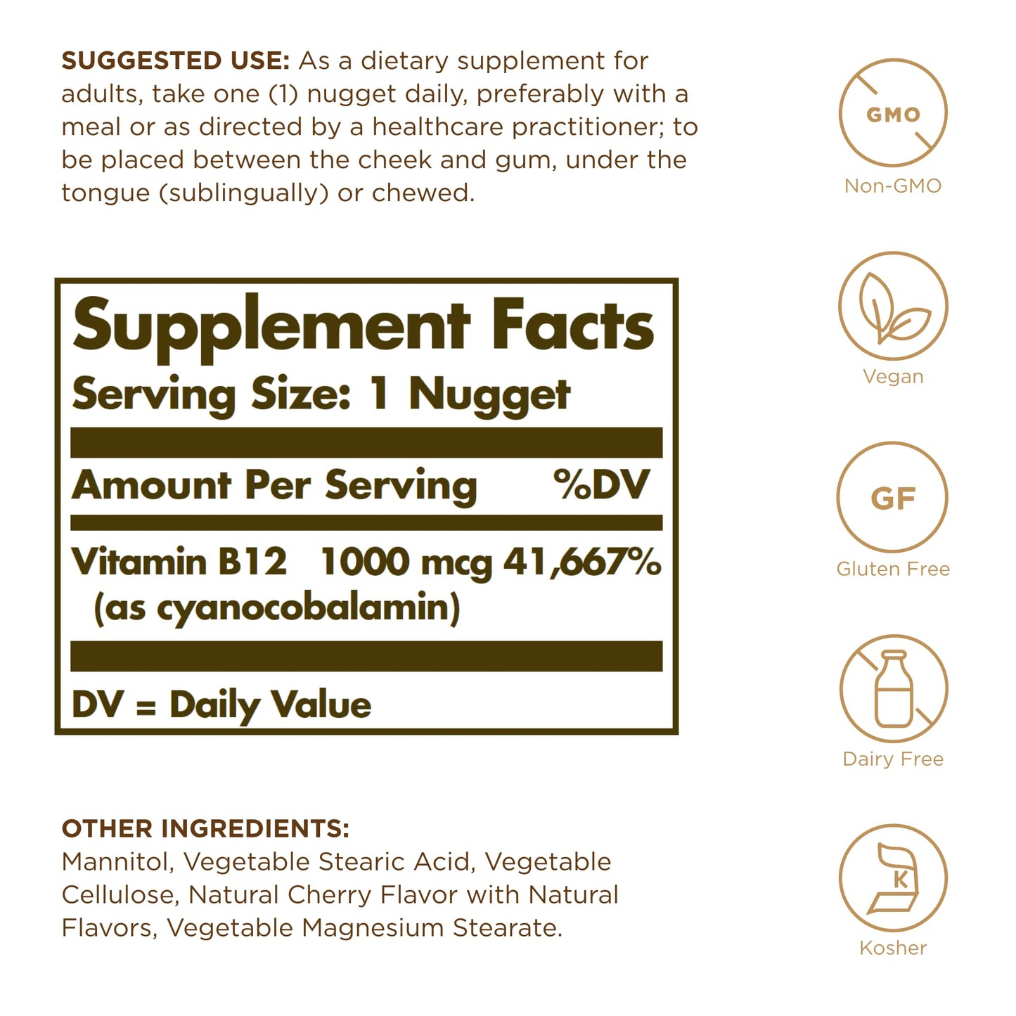 Solgar Sublingual Vitamin B12 1000 mcg – 500 Servings (2-Pack), Vegan, Non-GMO, Gluten & Dairy Free
