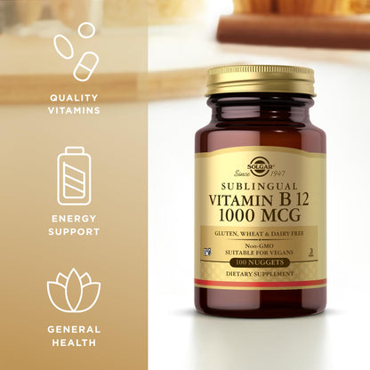 Solgar Sublingual Vitamin B12 1000 mcg – 500 Servings (2-Pack), Vegan, Non-GMO, Gluten & Dairy Free