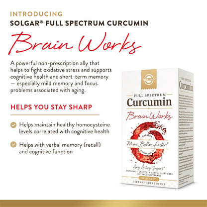 Solgar Full Spectrum Curcumin Brain Works - 90 Licaps | Memory, Focus & Cognitive Support