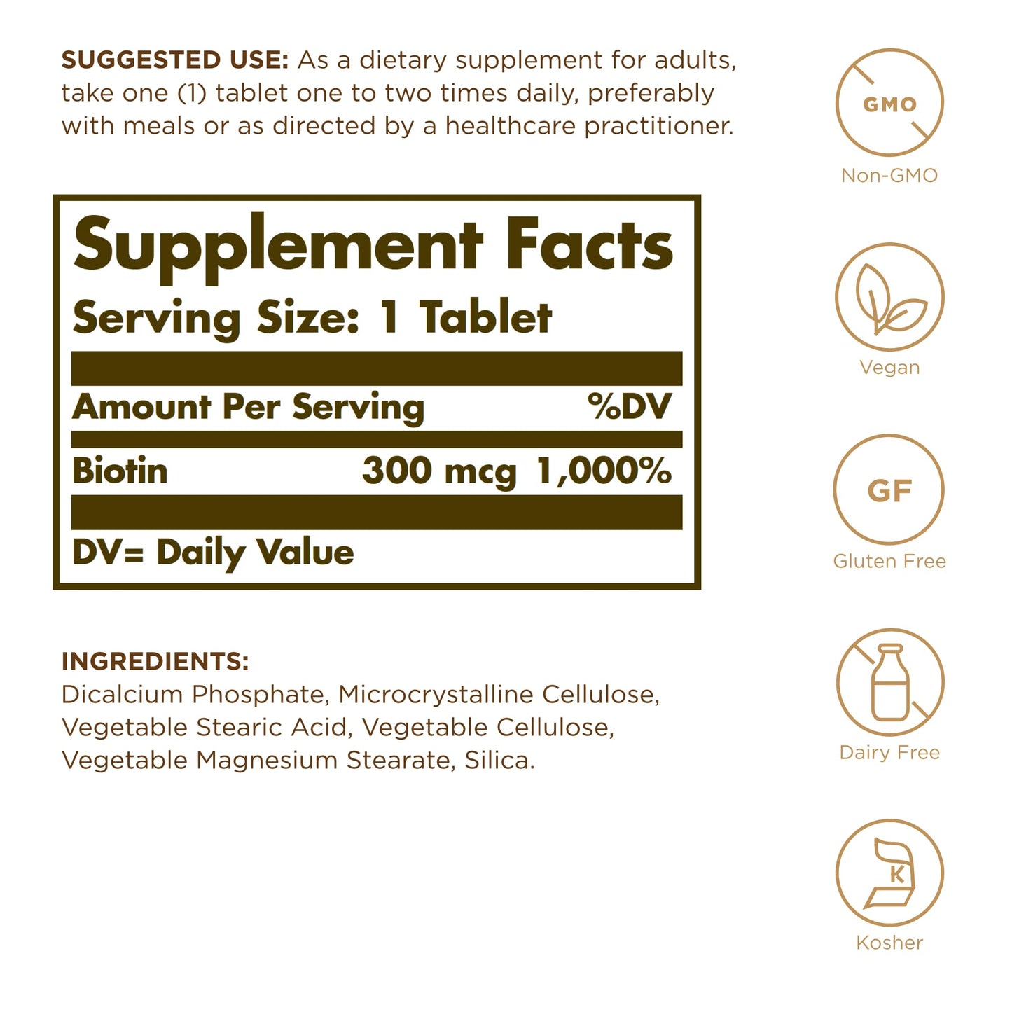 Solgar Biotin 300 mcg – 200 Servings (2x100) | Skin, Nails & Hair Support | Non-GMO, Vegan, Gluten Free, Dairy Free, Kosher
