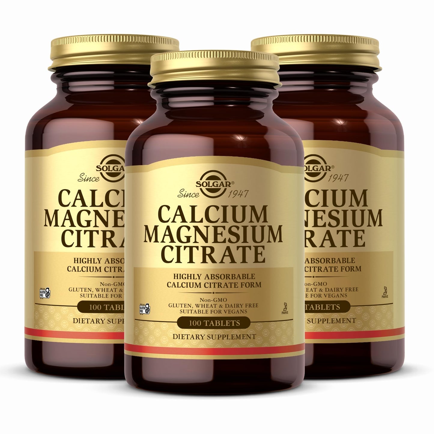 Solgar Calcium Magnesium Citrate – 3 x 100 Tablets | Non-GMO, Vegan, Gluten Free, Kosher