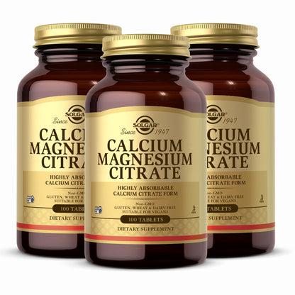 Solgar Calcium Magnesium Citrate – 3 x 100 Tablets | Non-GMO, Vegan, Gluten Free, Kosher