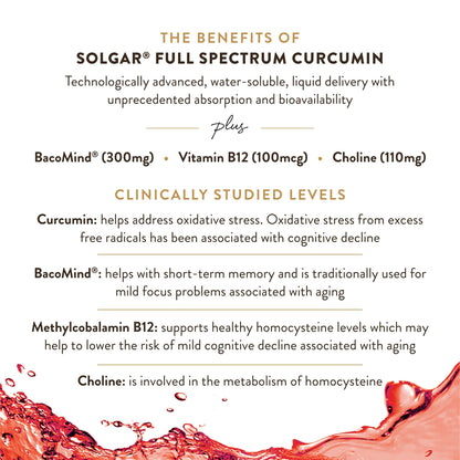 Solgar Full Spectrum Curcumin Brain Works - 90 Licaps | Memory, Focus & Cognitive Support