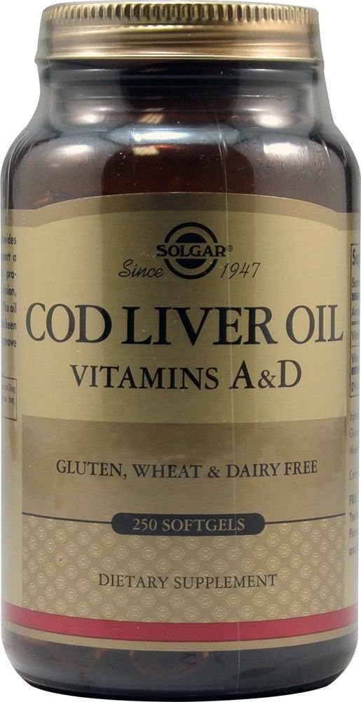 Solgar Cod Liver Oil - 250 Softgels (Pack of 2) | Vitamins A & D | Non-GMO, Gluten Free