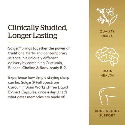 Solgar Full Spectrum Curcumin Brain Works - 90 Licaps | Memory, Focus & Cognitive Support