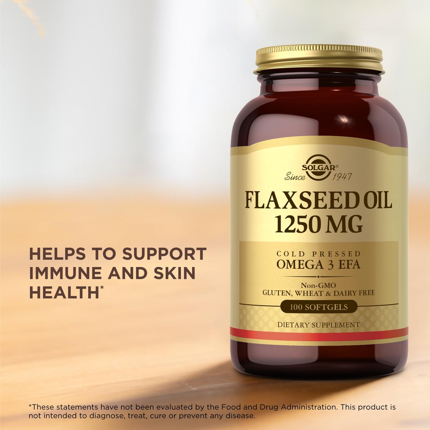 Solgar Flaxseed Oil 1250 mg - 100 Softgels, 3-Pack | Omega-3 ALA | Non-GMO, Gluten Free