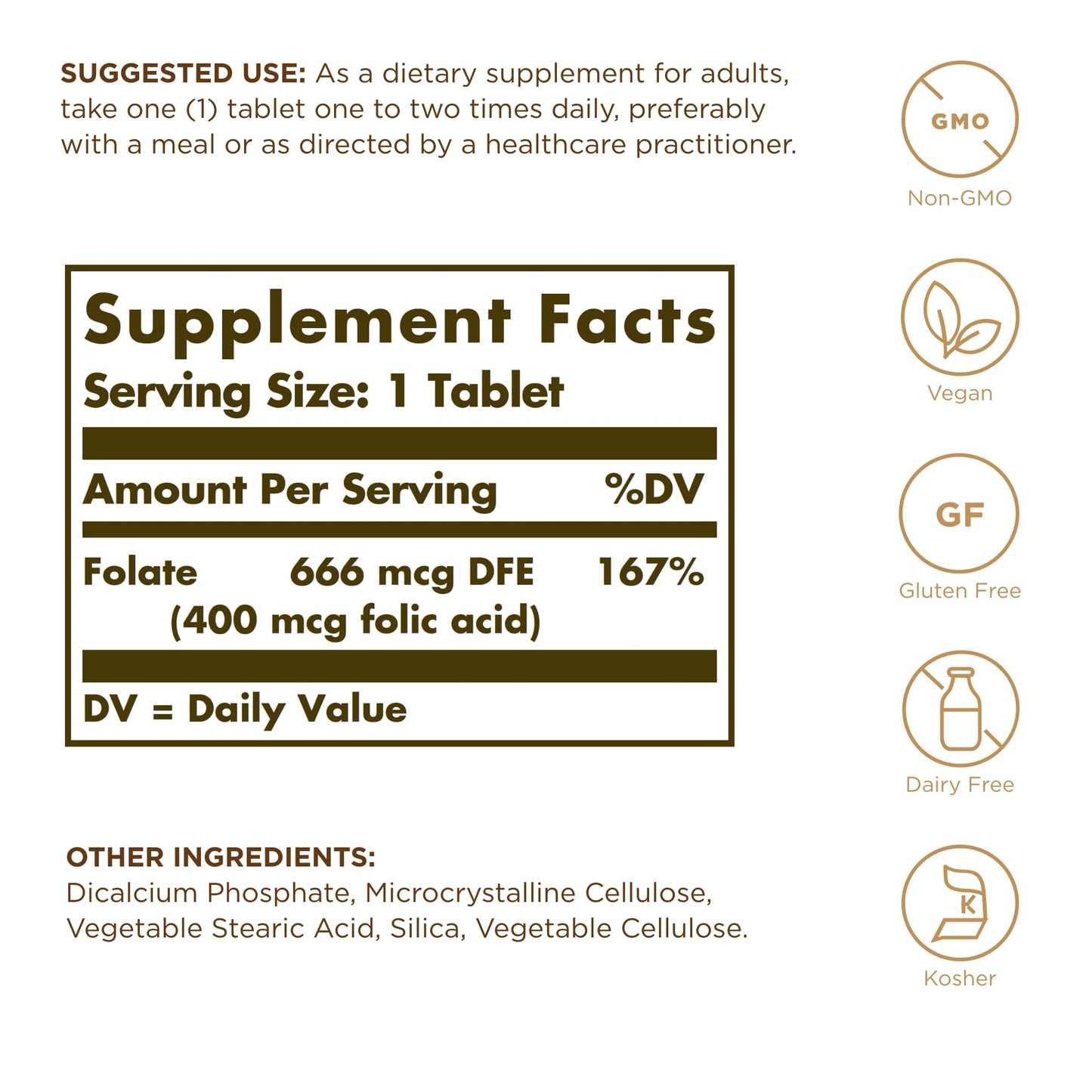 Solgar Folate 666 mcg DFE (Folic Acid 400 mcg) – 250 Tablets × 2 (500 Servings) | Prenatal Support, Non-GMO, Vegan, Gluten Free