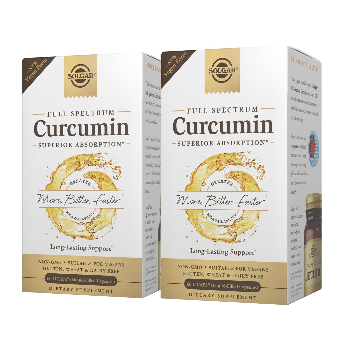 Solgar Full Spectrum Curcumin LiCaps - 2-Pack (120 Servings) | Superior Absorption, Brain, Joint & Immune Health