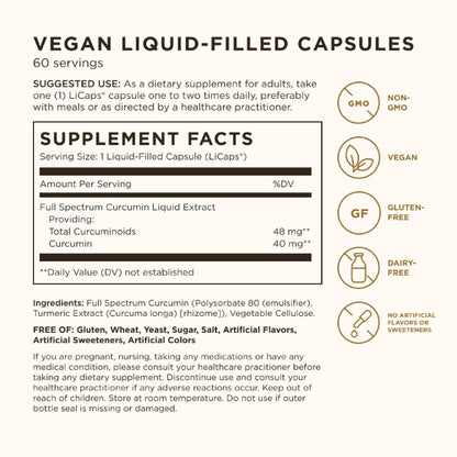 Solgar Full Spectrum Curcumin LiCaps - 2-Pack (120 Servings) | Superior Absorption, Brain, Joint & Immune Health